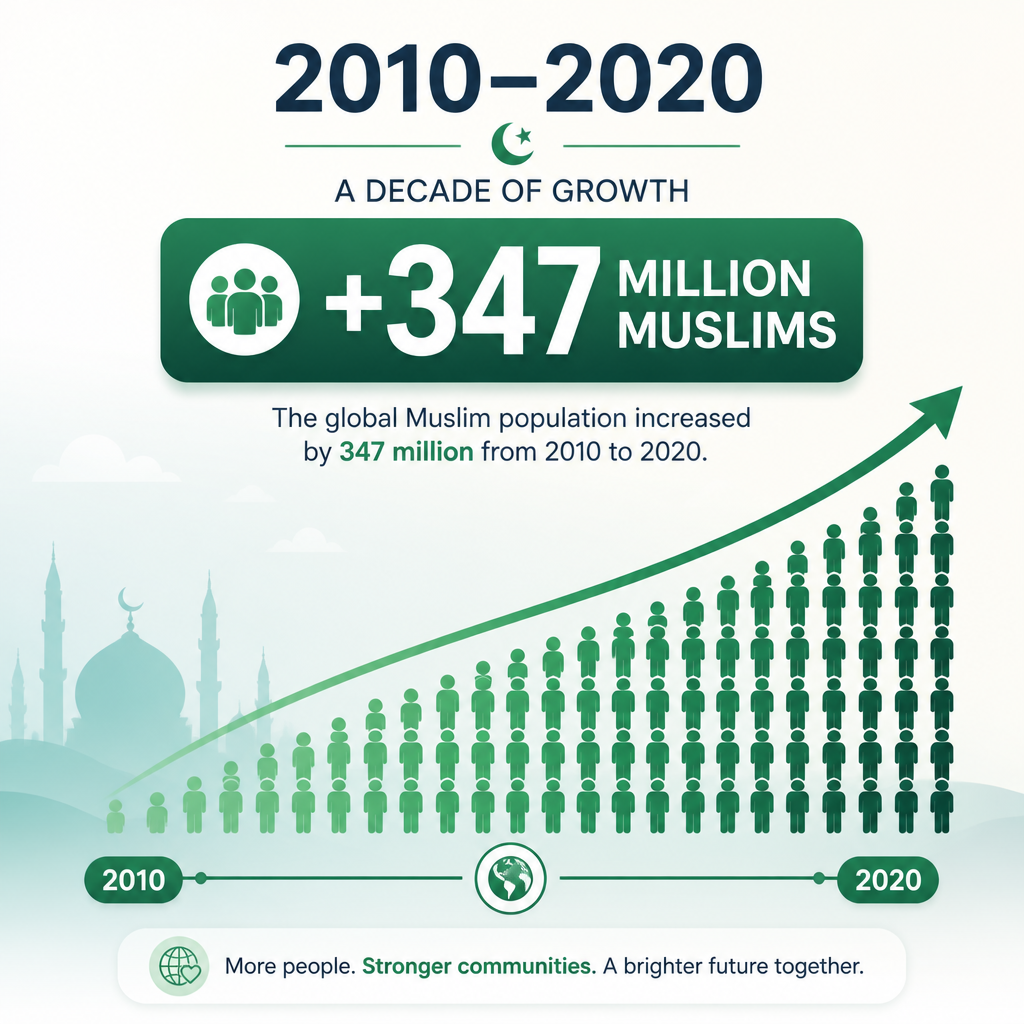 New Muslims added worldwide (2010–2020)
