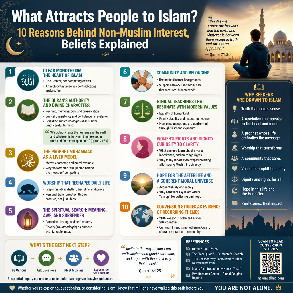 What Attracts People to Islam? 10 Reasons Behind Non-Muslim Interest, Beliefs Explained + (infograph)