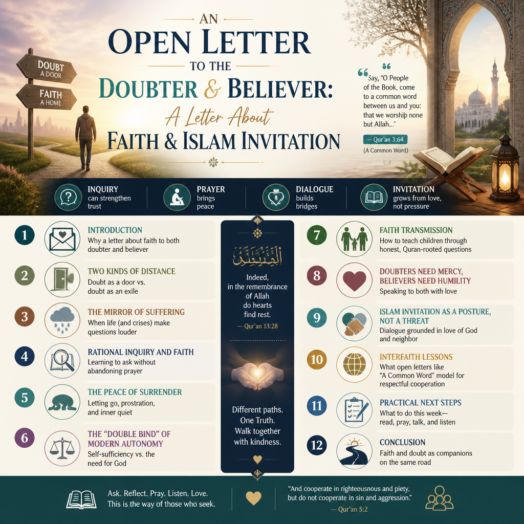 An Open Letter to the Doubter and the Believer: A Letter About Faith & Islam Invitation infograph