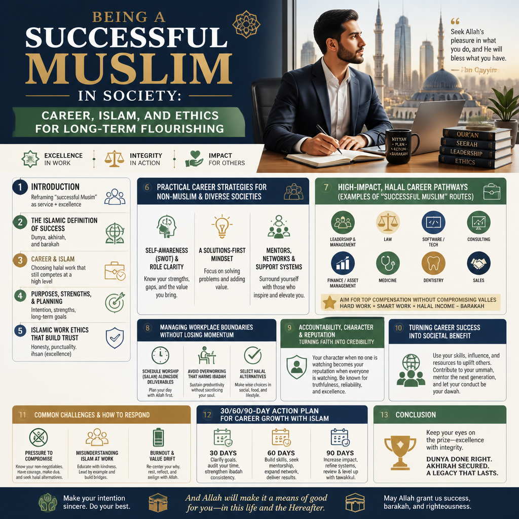 Being a Successful Muslim in Society: Career, Islam, and Ethics for Long-Term Flourishing + (infograph)