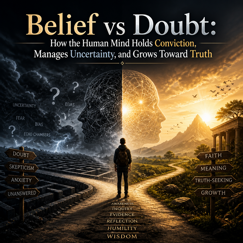 Belief vs Doubt: How the Human Mind Holds Conviction, Manages Uncertainty, and Grows Toward Truth + (banner)
