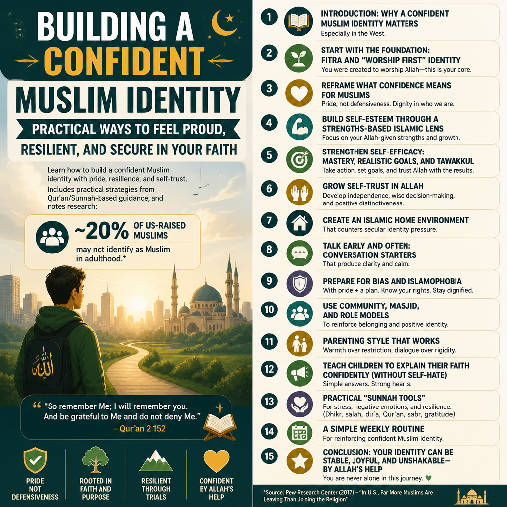 Building a Confident Muslim Identity: Practical Ways to Feel Proud, Resilient, and Secure in Your Faith + (infograph)