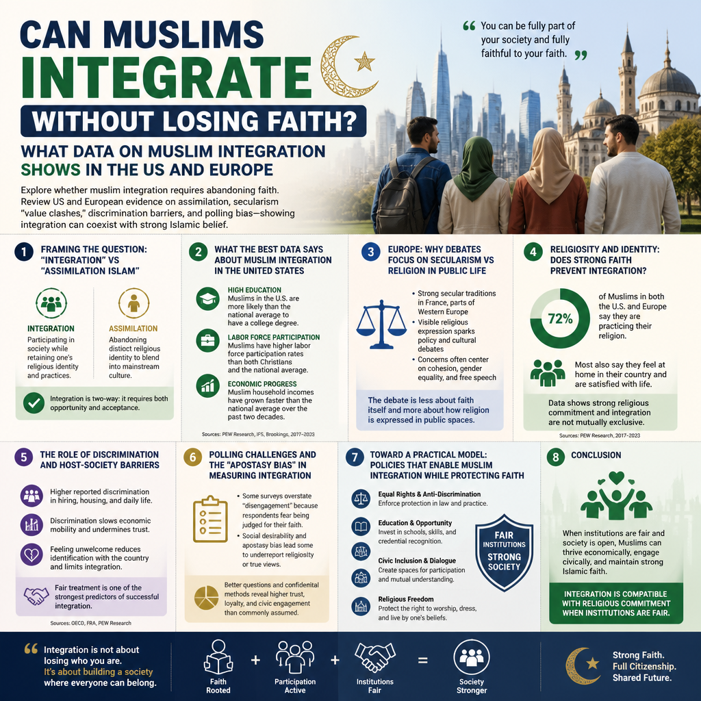 Can Muslims Integrate Without Losing Faith? What Data on Muslim Integration Shows in the US and Europe + (infograph)
