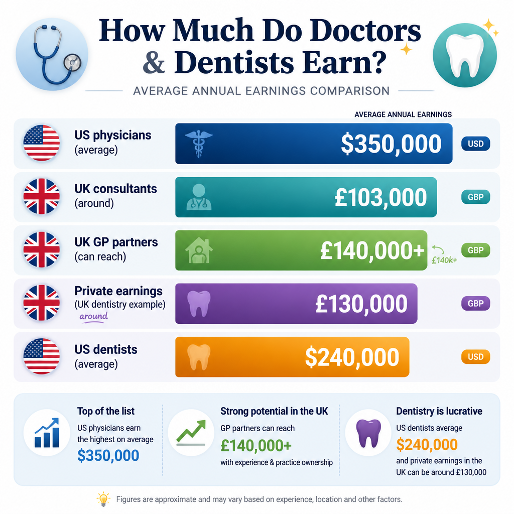 Compensation by medical role (USD/GBP)