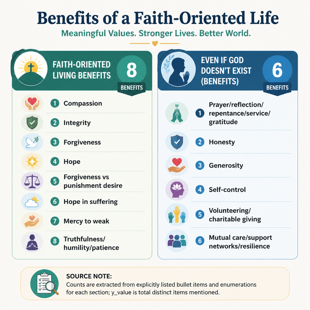 Daily-life benefits attributed to faith vs benefits without God