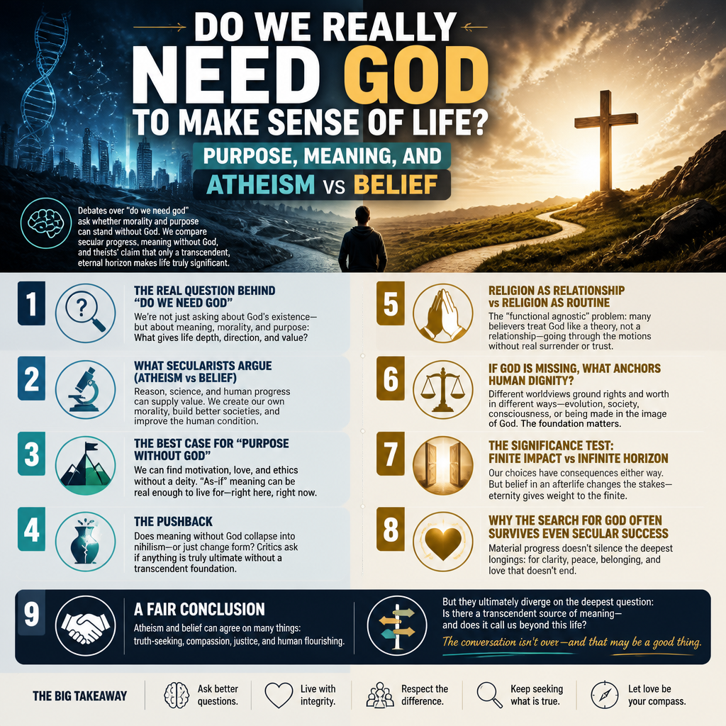 Do We Really Need God to Make Sense of Life? Purpose, Meaning, and Atheism vs Belief + (infograph)