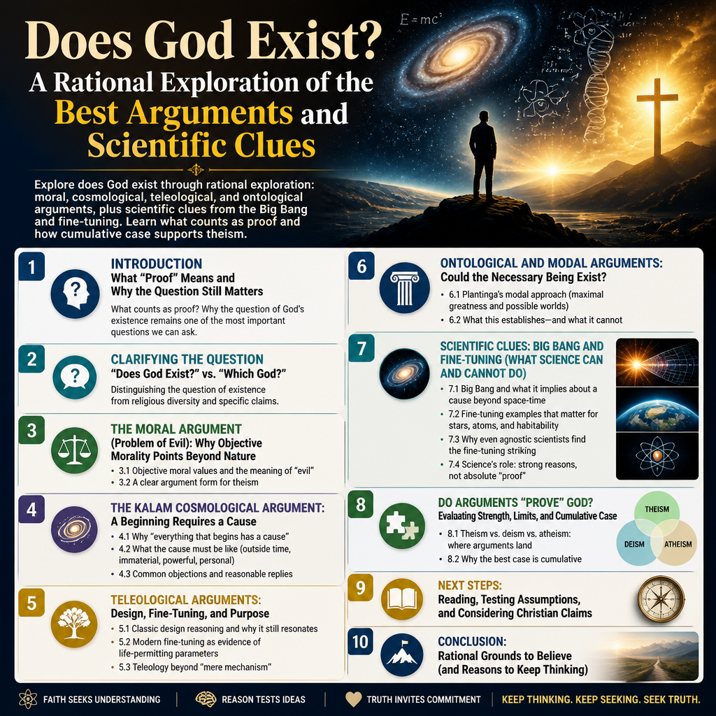 Does God Exist? A Rational Exploration of the Best Arguments and Scientific Clues + (infograph)