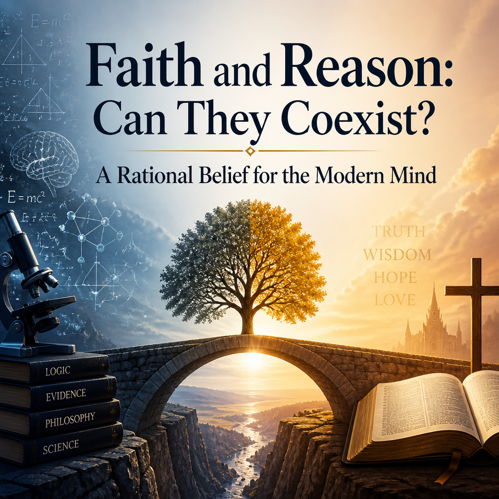 Faith and Reason: Can They Coexist? A Rational Belief for the Modern Mind + (banner)