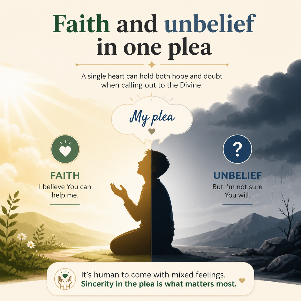 Faith–unbelief coexistence phrase breakdown (Mark 9:24)