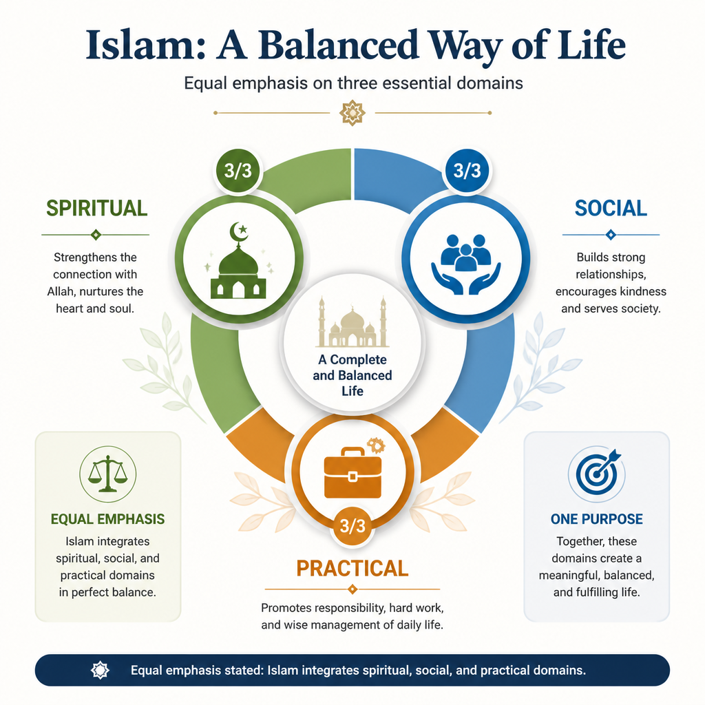 Islam lifestyle integrated domains (spiritual, social, practical)