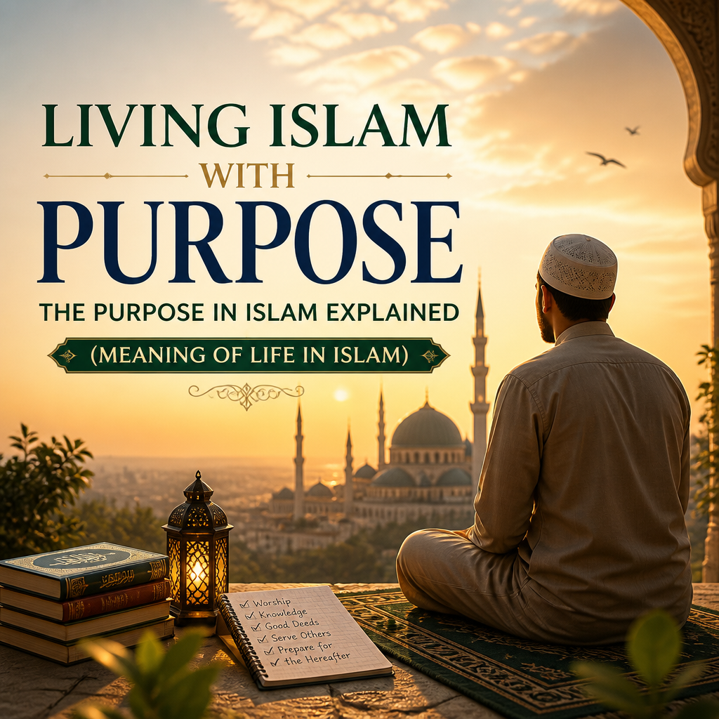 Living Islam with Purpose: The Purpose in Islam Explained (Meaning of Life in Islam) + (banner)