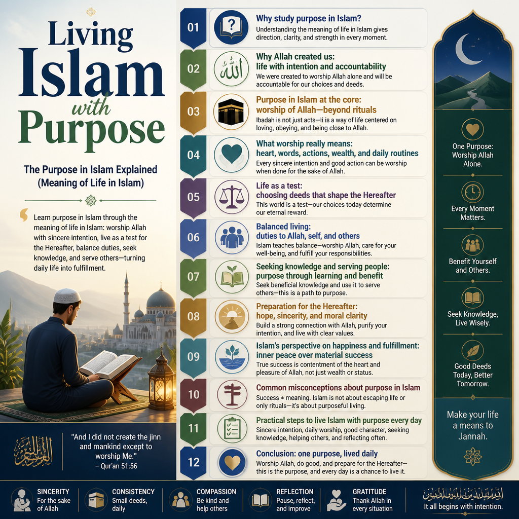 Living Islam with Purpose: The Purpose in Islam Explained (Meaning of Life in Islam) + (infograph)