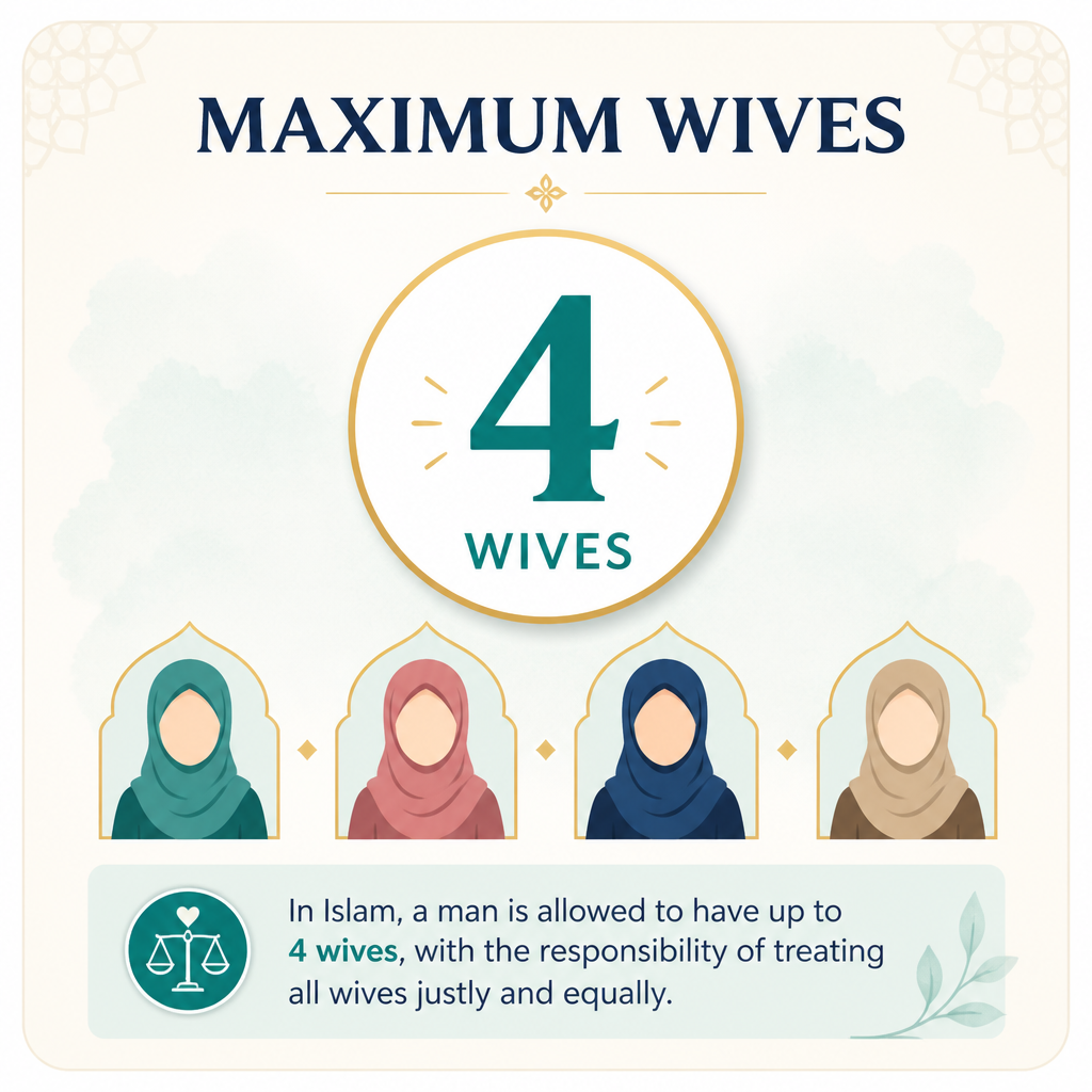 Maximum number of wives allowed in Islamic law (as summarized)