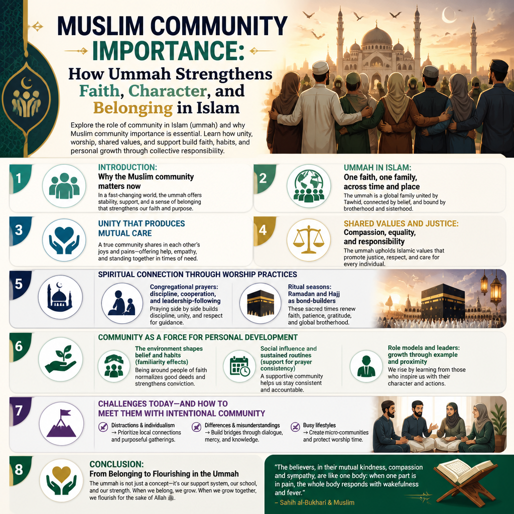 Muslim Community Importance: How Ummah Strengthens Faith, Character, and Belonging in Islam + (infograph)