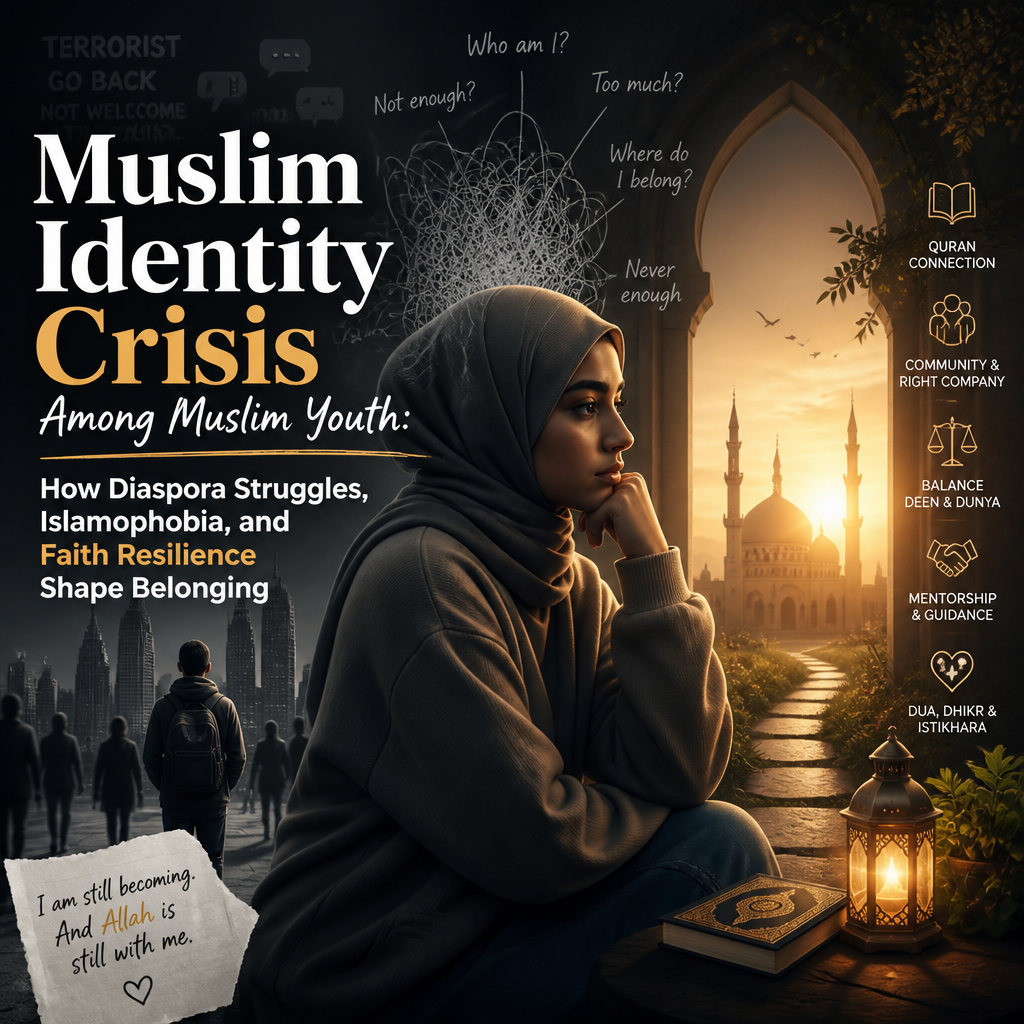 Muslim Identity Crisis Among Muslim Youth: How Diaspora Struggles, Islamophobia, and Faith Resilience Shape Belonging + (banner)