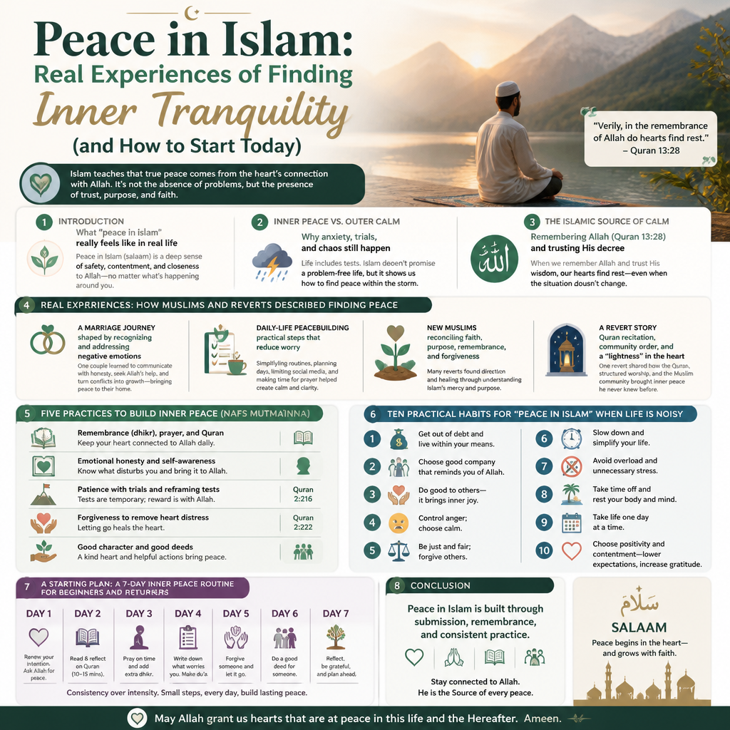 Peace in Islam: Real Experiences of Finding Inner Tranquility (and How to Start Today) + (infograph)