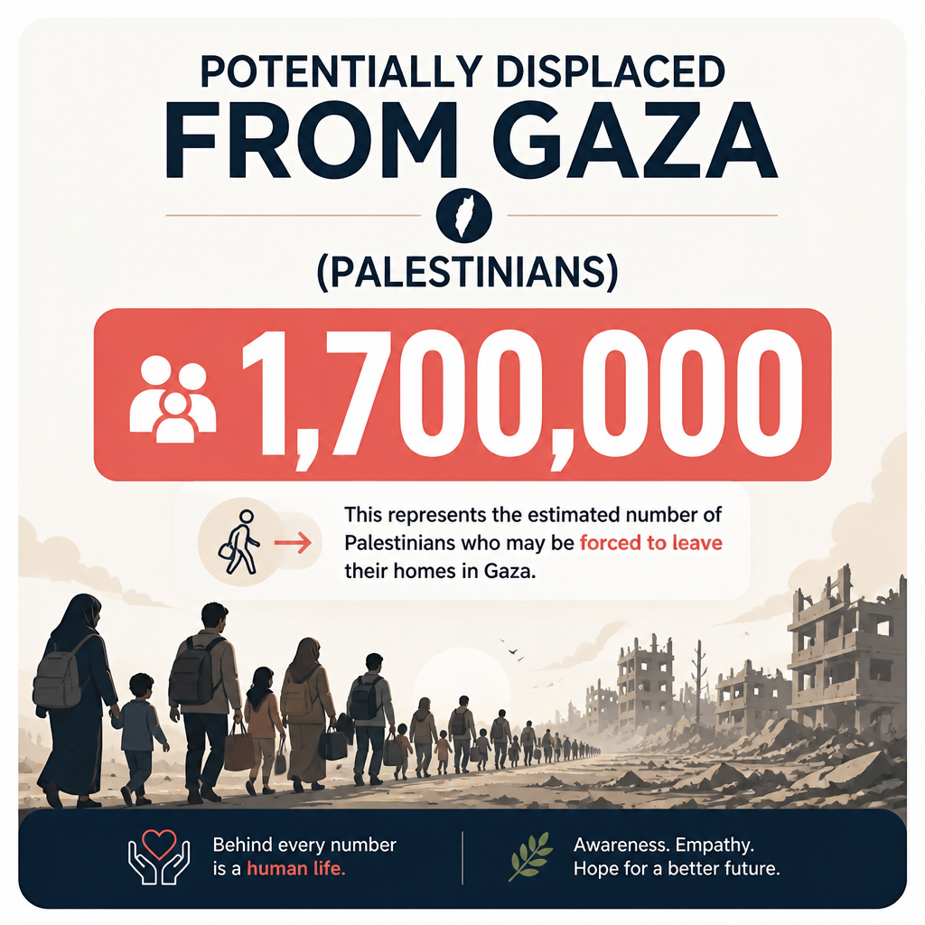 Potentially displaced Palestinians from Gaza (reported figure)