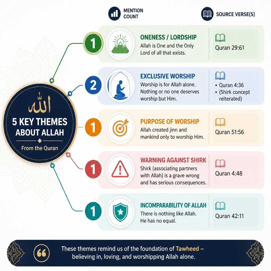 Quran verses cited (counts by theme)