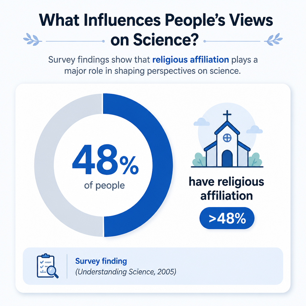 Scientists at top research universities with religious affiliation (>48%) vs believe religions convey important truths (>75%)”></p>
<div class=