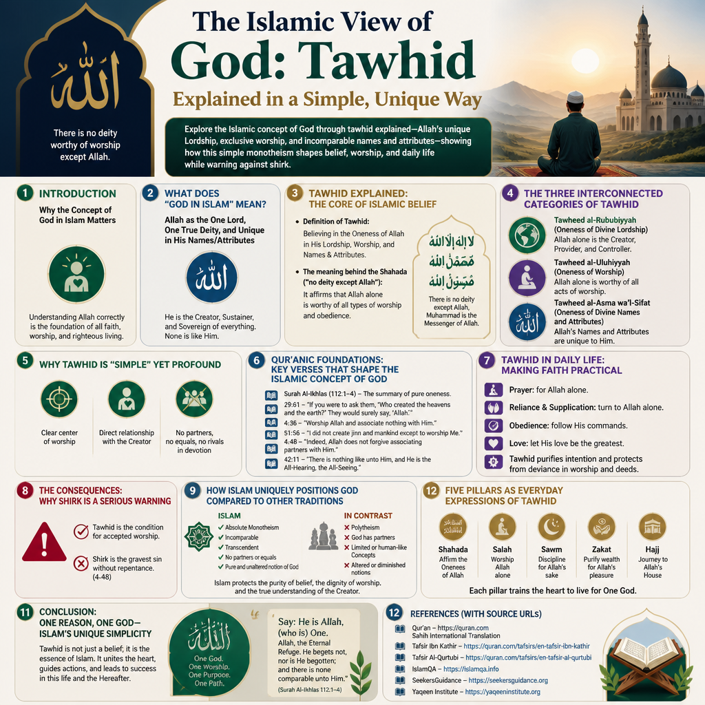 The Islamic View of God: Tawhid Explained in a Simple, Unique Way + (infograph)