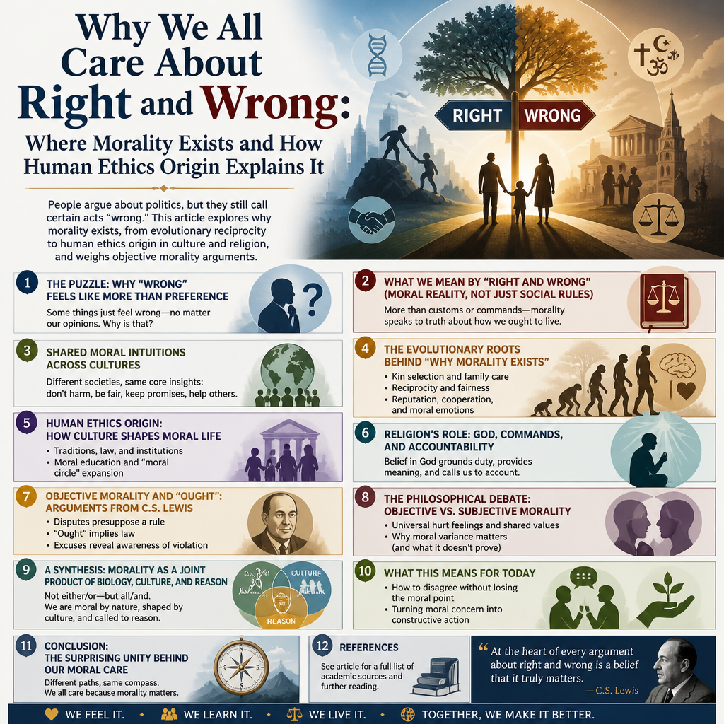 Why We All Care About Right and Wrong: Where Morality Exists and How Human Ethics Origin Explains It + (infograph)